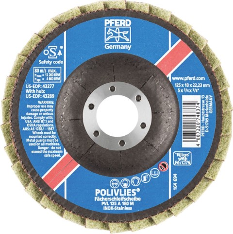 PFERD DISC FLAP ALUMINIUM OXIDE 125MM POLIVLIES MEDIUM